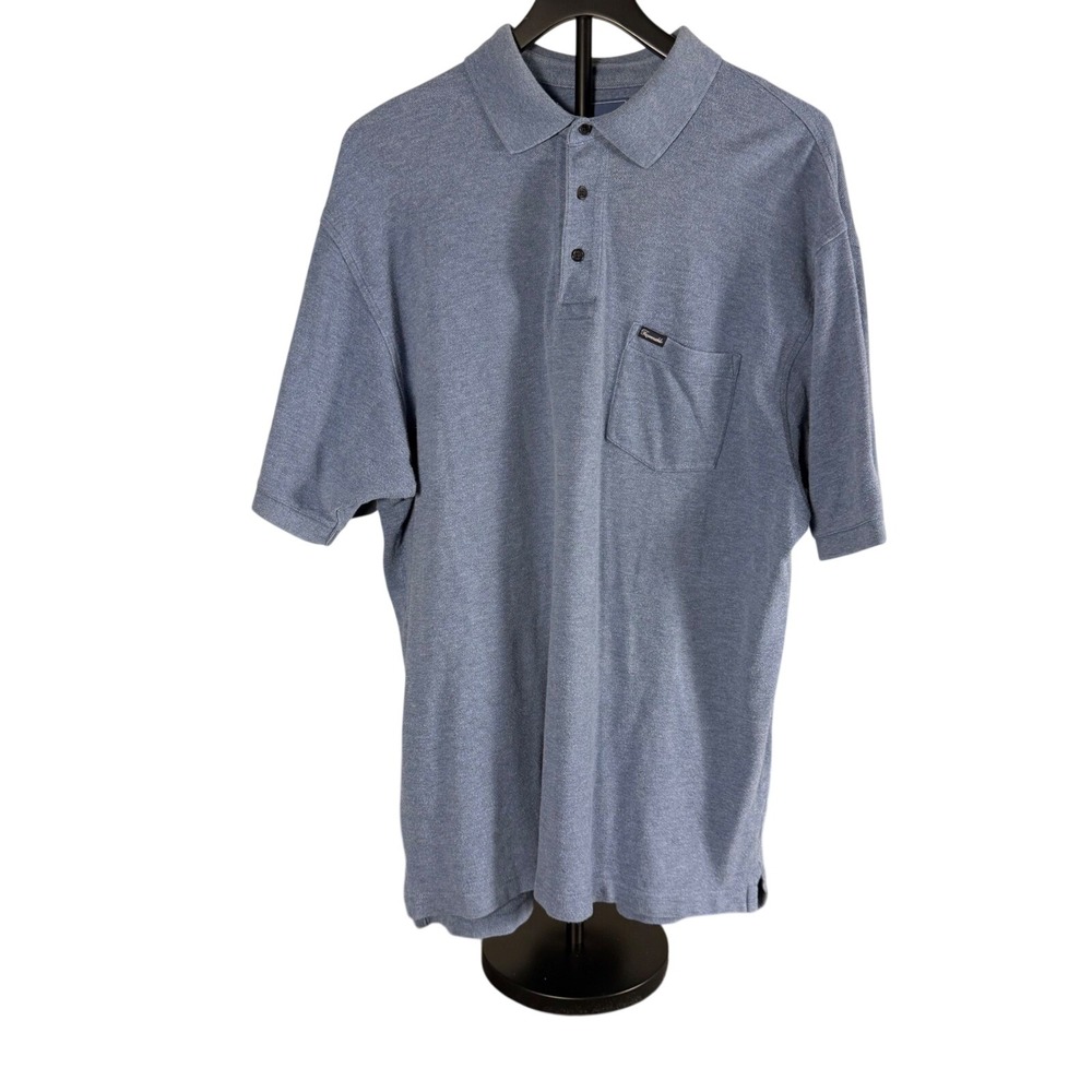 Faconnable Mens Blue Cotton Pique Polo Shirt Short Sleeve Pocket Large L